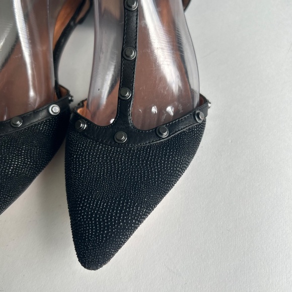 Halogen Black Fabric Leather Point Toe Ankle Strap Sandals size 8 - Picture 7 of 16